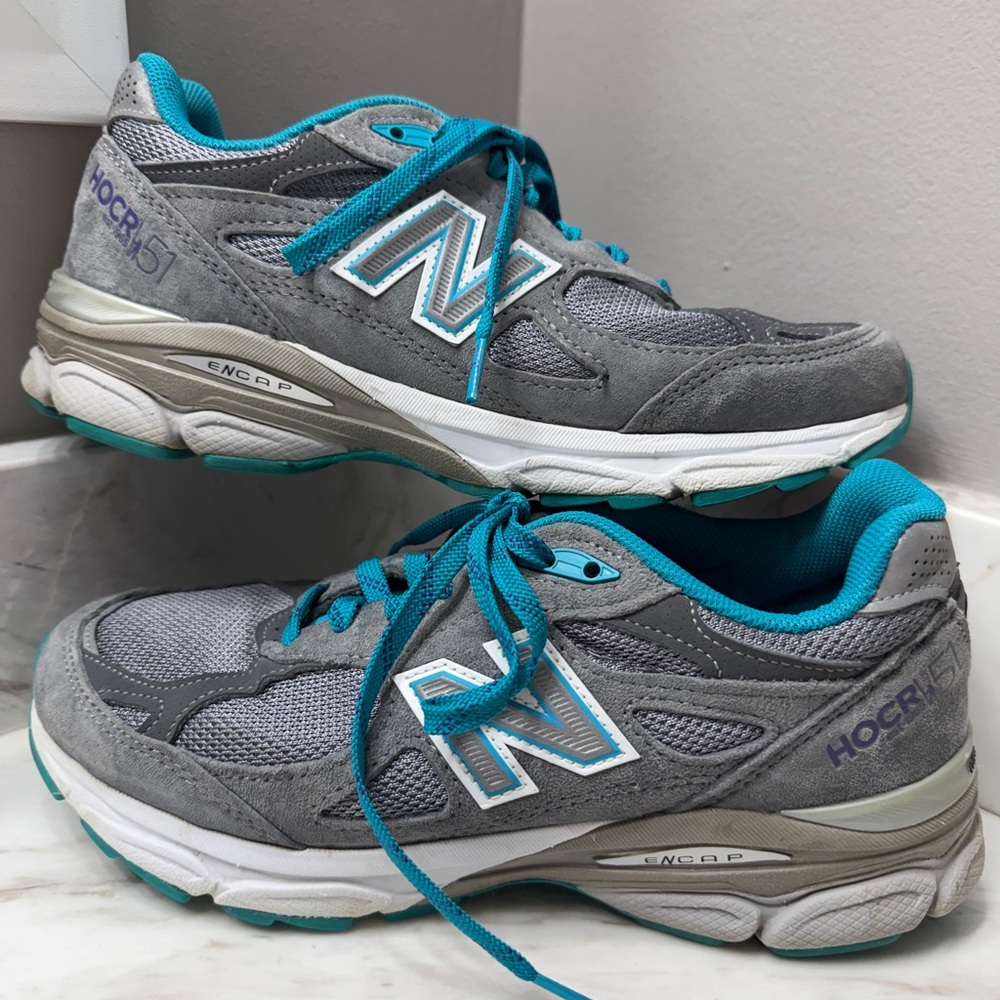 New Balance Women's 990 Sneakers in Gray and Teal